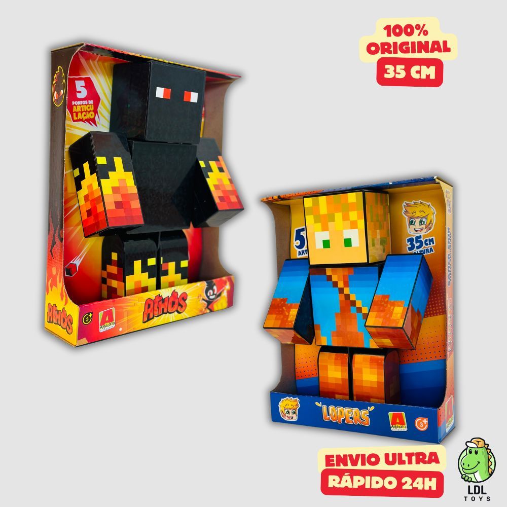 Kit 2  Bonecos 35cm Athos + Lopers Gamer Articulado + 6 Chaveiros Youtuber Algazarra em Oferta na Shopee