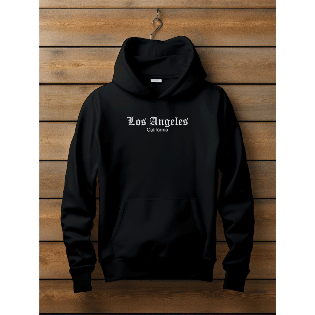 BLUSA DE FRIO MOLETOM CANGURU UNISSEX STREETWEAR LOS ANGELES CALIFORNIA FRENTE E VERSA