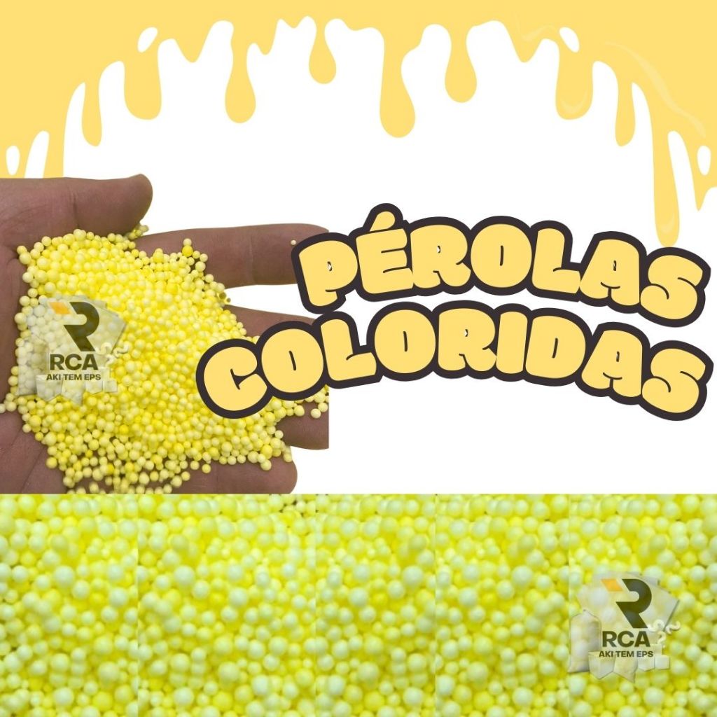 Pérola de Eps Colorida Pacote 1 Litro para artes e slime Amarela