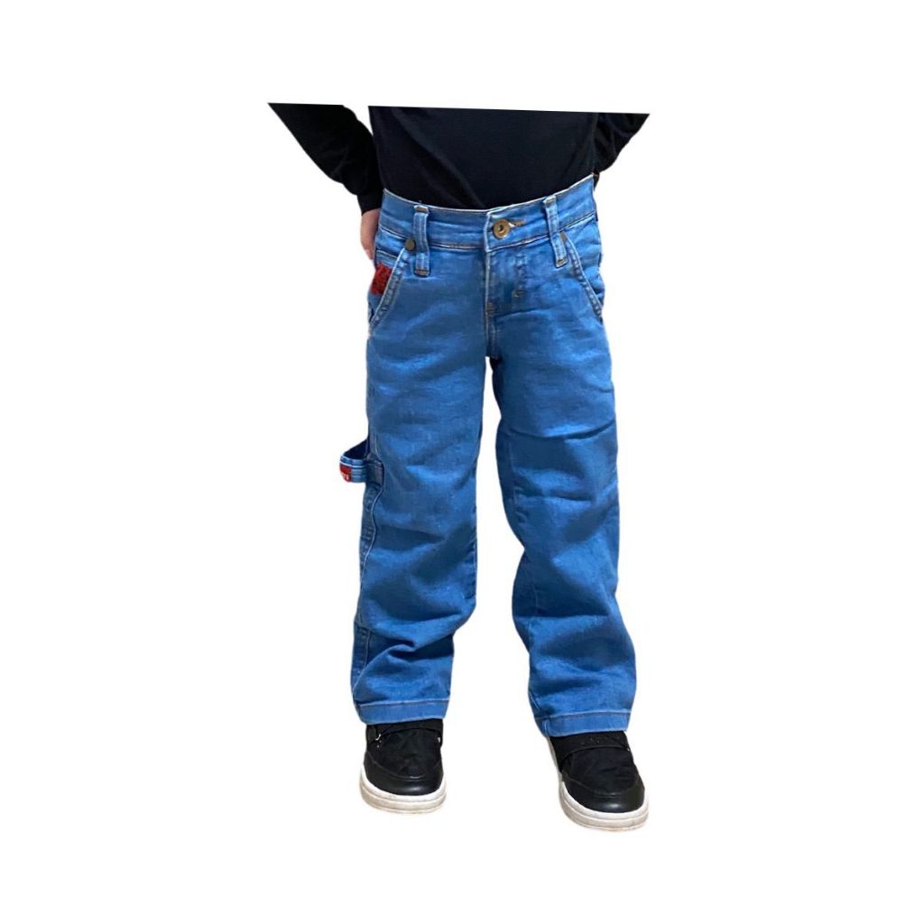 Calça Jeans Infantil Carpinteiro Resistente Estilosa Prática Confortável Dia A Dia Escola Brincadeiras Ref: 657