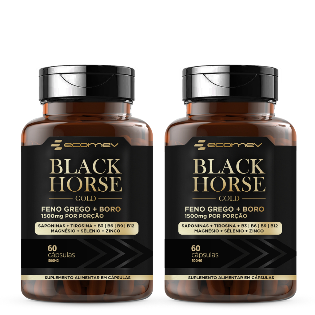 2X Testo Black Horse Feno Grego + Boro 1000Mg 120caps