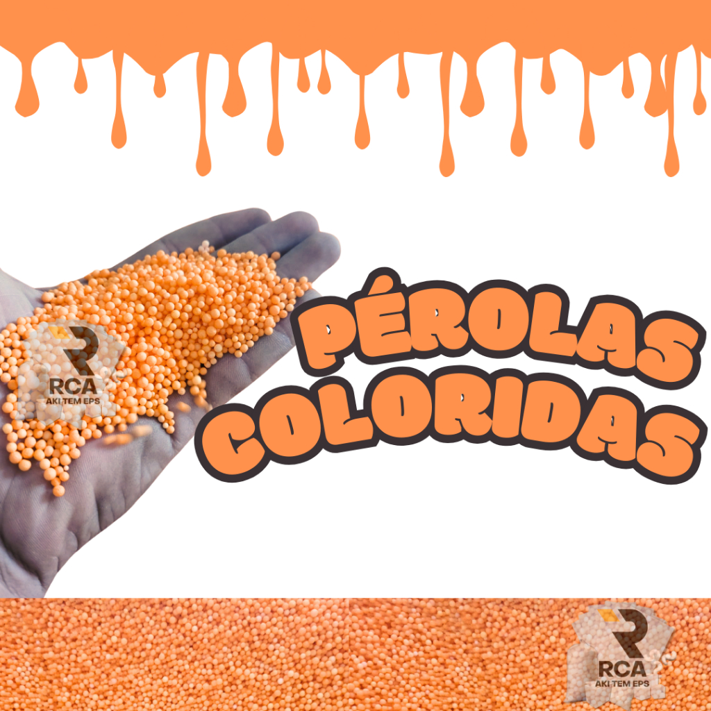 Pérola de Eps Colorida pacote 1 litro para artes e slime Laranja