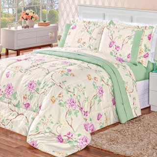 Kit Edredom Naturale Casal King Sizes Dupla Face 3 Pecas 200 Fios Micropercal em Oferta na Shopee