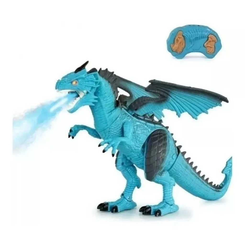 Dragão Controle Remoto Anda Solta Fumaça Gelo E Fogo Com Som E Luz