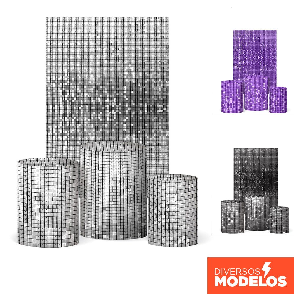 Trio Capa Cilindro Veste Fácil + Painel Vertical Lantejoula Paetê Sublimado Em Tecido em Oferta na Shopee