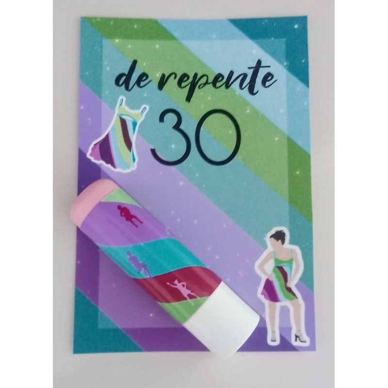 24 Adesivos De Repente 30 + Card Manteiga de Cacau Lembrancinha Aniversário De Repente 30