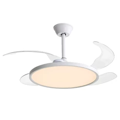 Ventilador De Teto Aliseu Lótus Bivolt Branco Controle Remoto Pás Retráteis Luminária LED