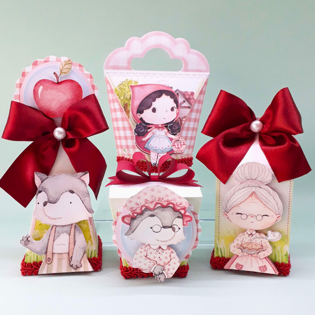 Chapeuzinho Vermelho Kit 3D Luxo– Caixinhas Personalizadas Festa Infantil • Lembrancinha Chapeuzinho Vermelho