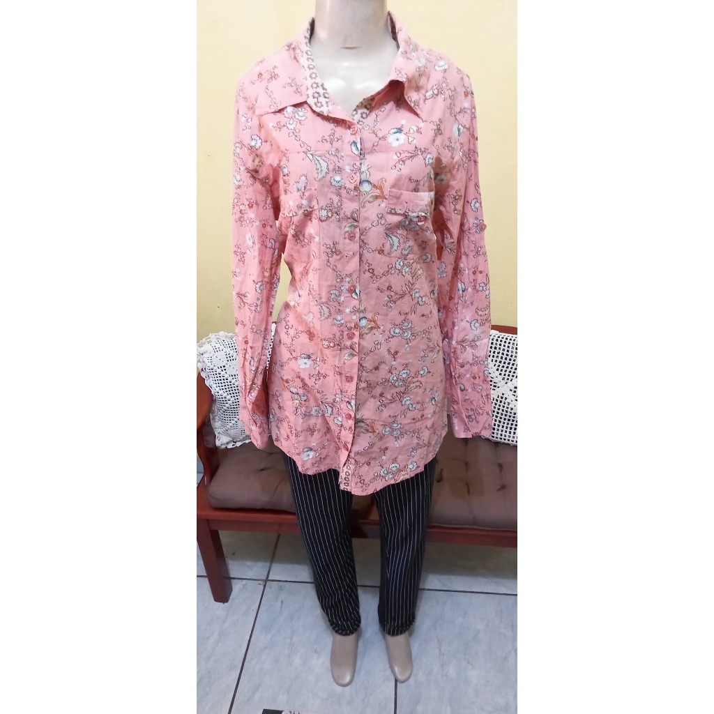 Blusa casual floral com botões para mulheres,florida manga estilo asa de morcego/poncho moda evangélica