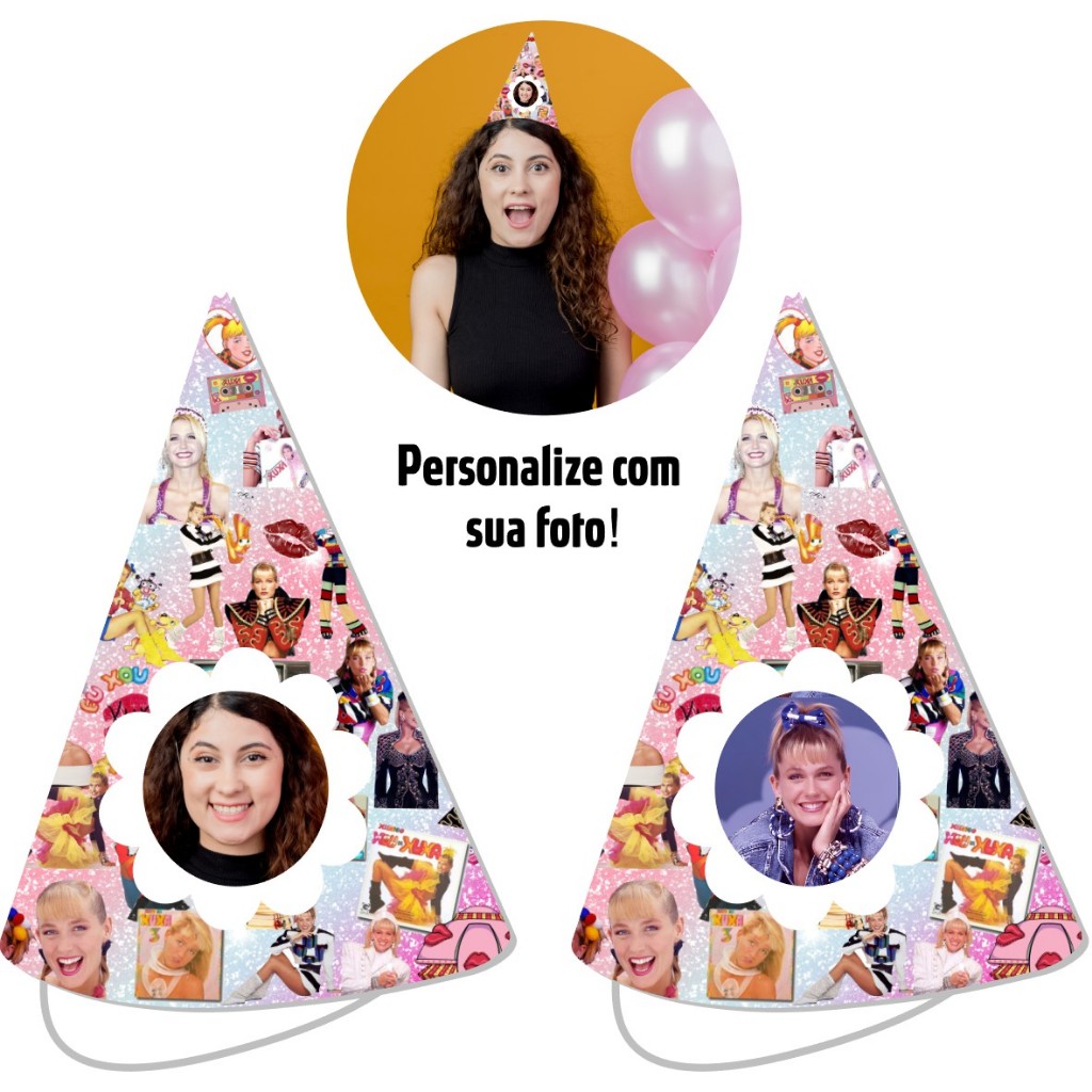 Chapéu Chapeuzinho de festa personalizado com sua foto XUXA