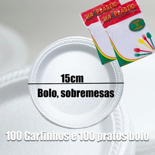 KIT 100 PRATINHOS BOLO + 100 GARFINHOS BOLO FESTAS, TERMICO, ANIVERSARIO em Oferta na Shopee