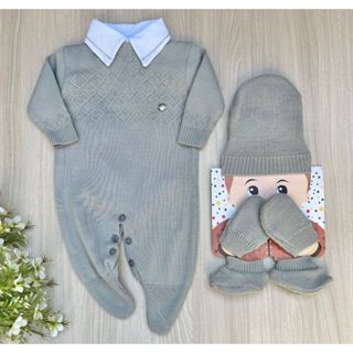 Saida de Maternidade Menino Cinza Charles Tricot 5 Peças