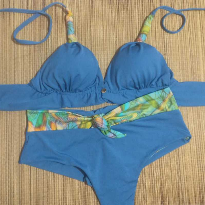 biquini feminino Plus Size Com Ajuste Calcinha Cintura Alta