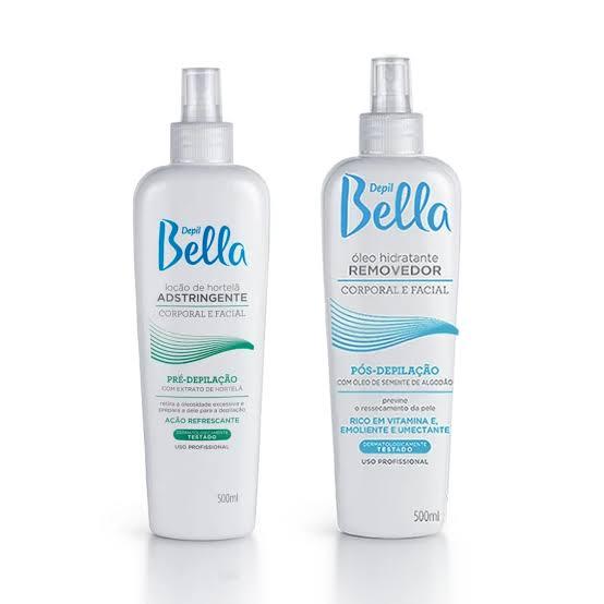 Kit Depil Bella Pré e Pós Depilação - Adstringente 500ml + Óleo Removedor Algodão 500ml