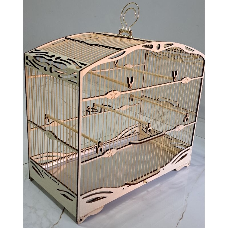 GAIOLA CANÁRIO CURIÓ AZULÃO COLEIRO MARFIM FOSCO GANCHO DOURADO em Oferta na Shopee