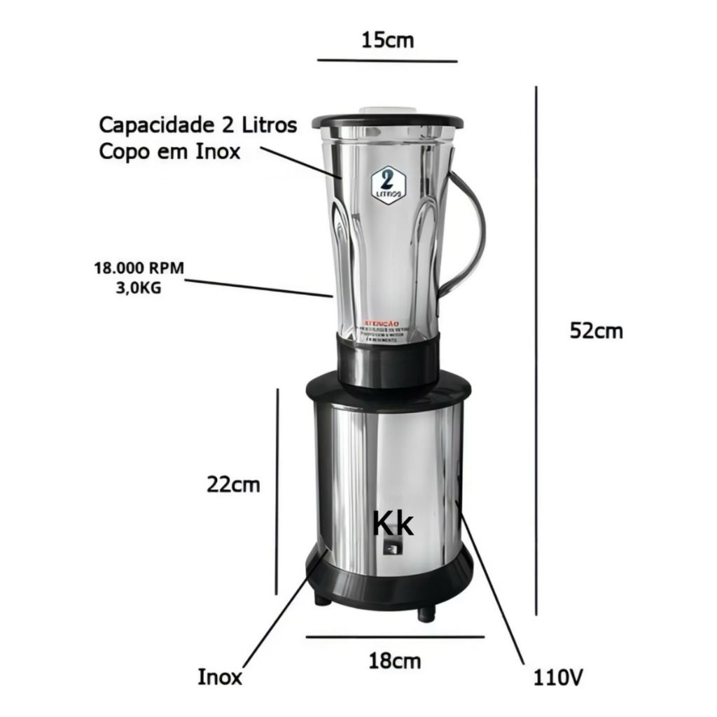 Liquidificador Industrial 2 Litros Alta Rotação 220V Açaí Bolo Sorvete