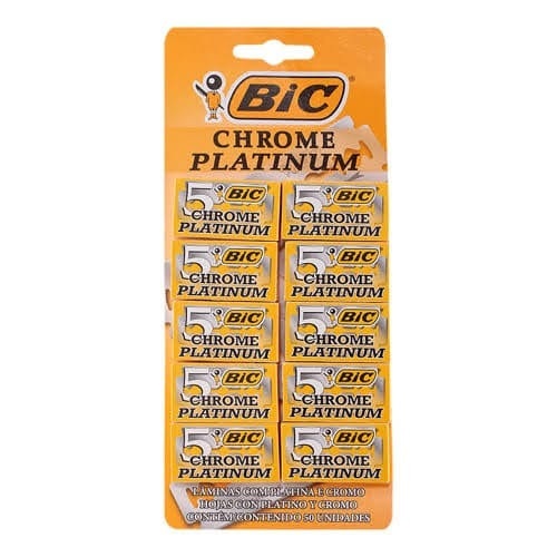 50 Lâminas Bic Chrome Paltinum Com Platina E Cromo De Alta Qualidade E Resitência