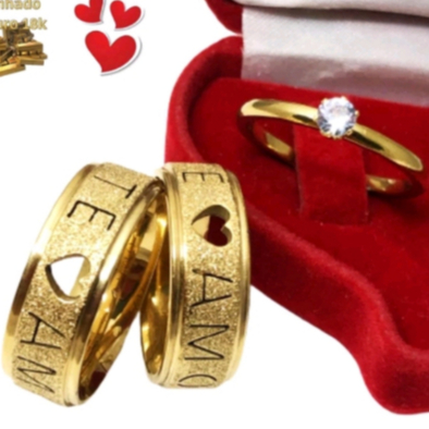 NOVO Promocao/ofertas Par De Aliança Coração Vazado Batimento Cardíaco Compromisso Lustroso E Fosco/anel casamento Para