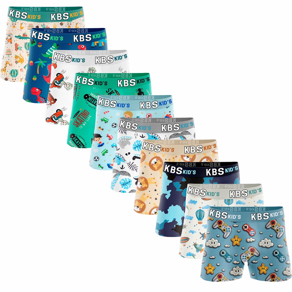 Kit 10 Cuecas Box Infantil Microfibra Original Cueca Boxer para Crianças Estampada Persona...