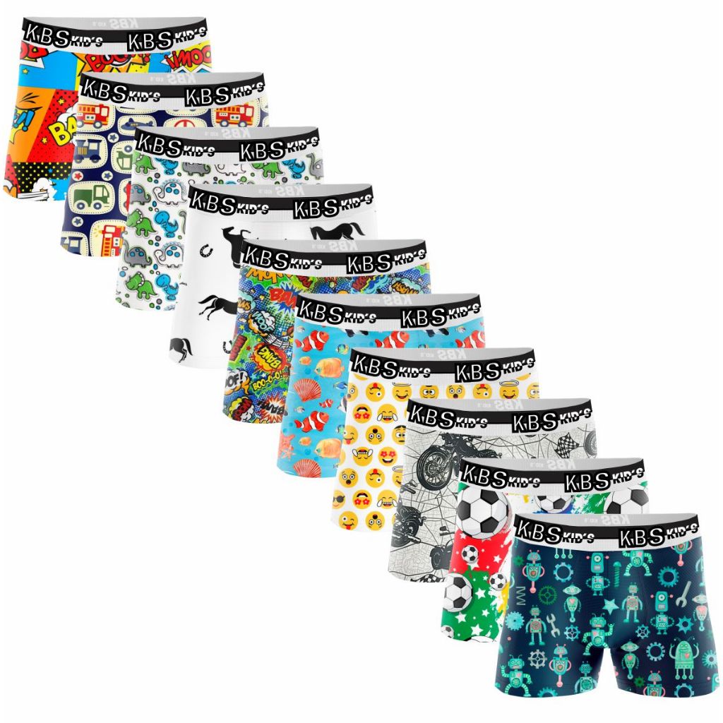 Kit Cuecas Box Boxer Infantil Estampada Menino Criança em Oferta na Shopee