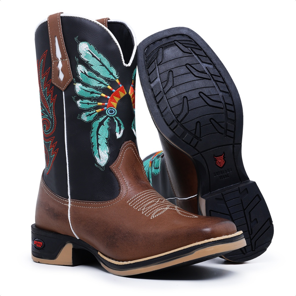 Texana Masculina Bota Jumper Txc Farm Country Botina Cano Medio Bordado Resistente Pecuaria Montaria em Oferta na Shopee