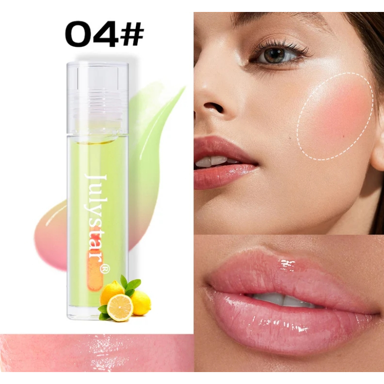 Blush Oil e Lipstick Muda de Cor Hidratante Cheiro de Limão Julystar cor 04