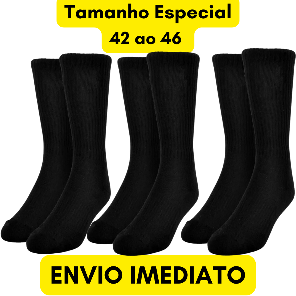 Kit 3/5/12 Pares de Meias Tamanho Especial Calça do 42 ao 46 Tecido Confortável Meia Adulto em Oferta na Shopee