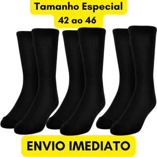 Kit 3/5/12 Pares de Meias Tamanho Especial Calça do 42 ao 46 Tecido Confortável Meia Adulto