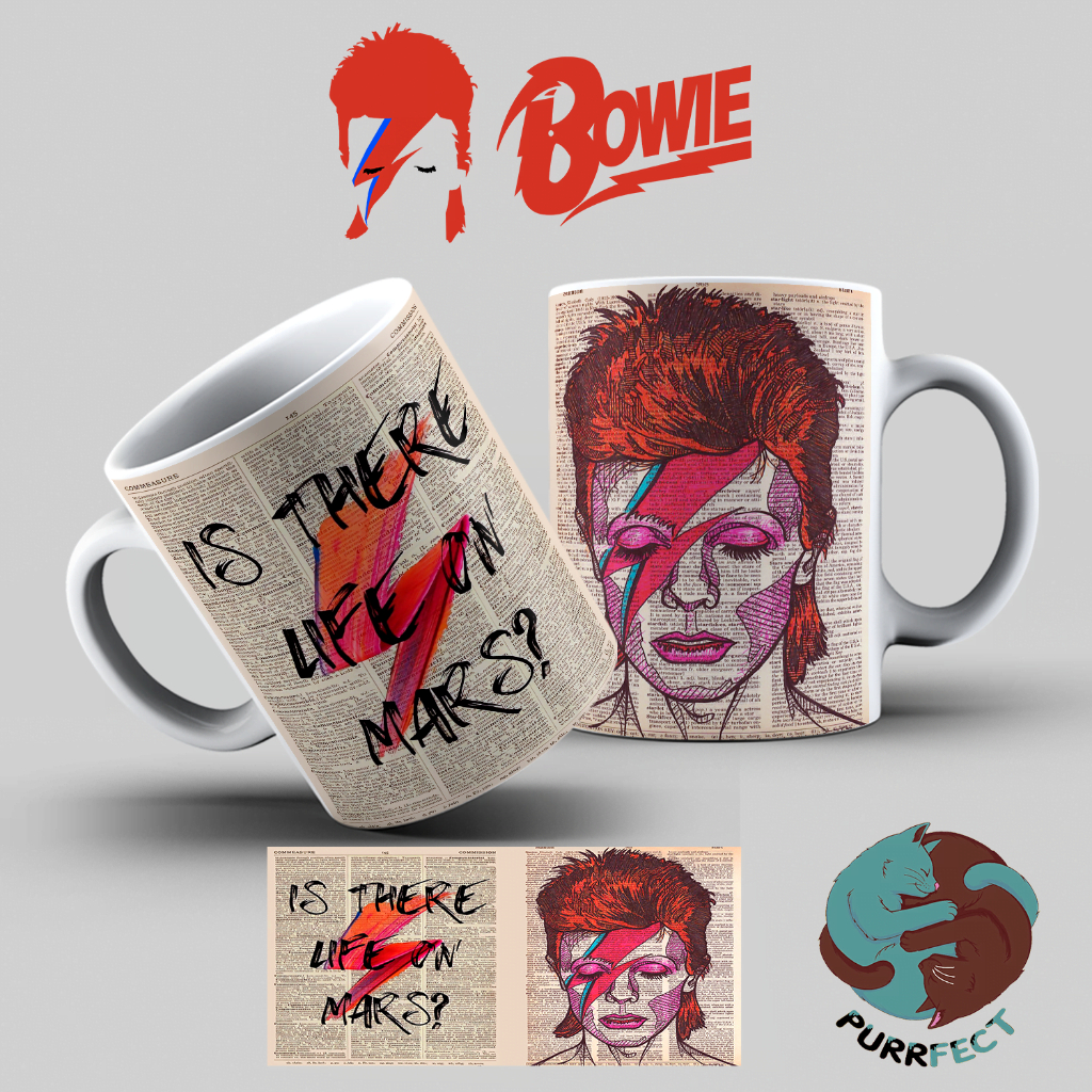 Caneca David Bowie - Is There Live on Mars? / Rebel Rebel / We Can Be Heroes Just For One Day