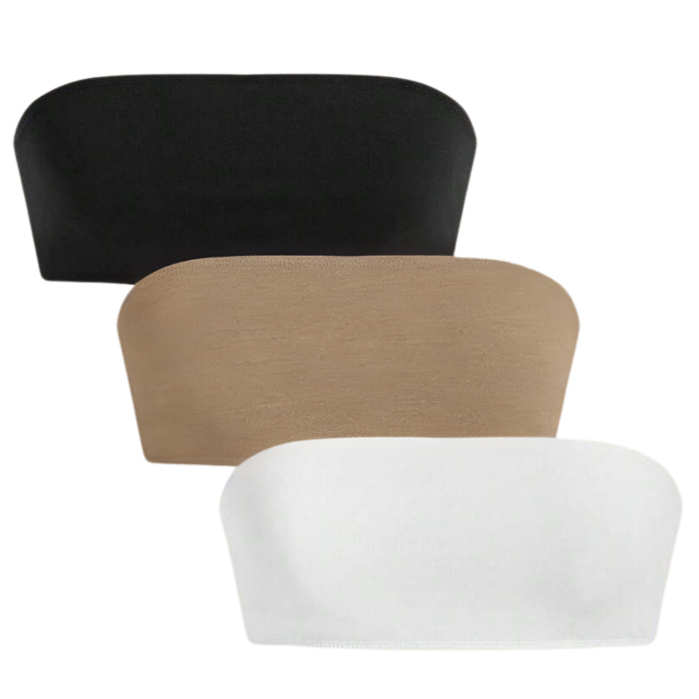 Kit 3 Tops Faixa Tomara Que Caia Cropped Sem Alça Básico Liso em Oferta na Shopee