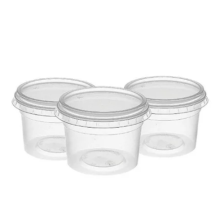 Kit 100un Pote Descartável Redondo Com Tampa 250ml Microondas Freezer