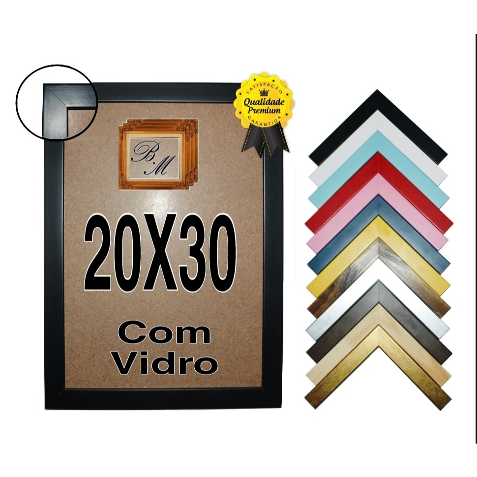 Kit 3 Molduras Quadros 20X30 Lisa Laqueada Madeira de Qualidade com Vidro e Fundo em Oferta na Shopee