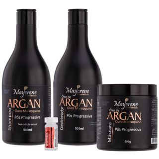 Kit de Tratamento Cabelo Pós Progressiva Óleo de Argan Shampoo,Condicionador E Máscara Maycrene em Oferta na Shopee