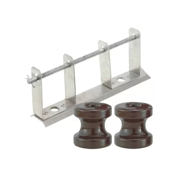 Kit roldana porcelana isolante + suporte duplo de press bow