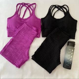 Kit 2 Conjuntos Brocado Bolha Top e Shorts Para Academia e Treino  Disfarça Celulite Diversas Cores em Oferta na Shopee