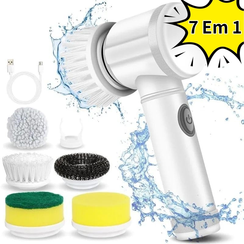 Escova Elétrica magica de Limpeza giratória 5 em 1 Sem Fio, Limpador de Cozinha/lavar Banheiro