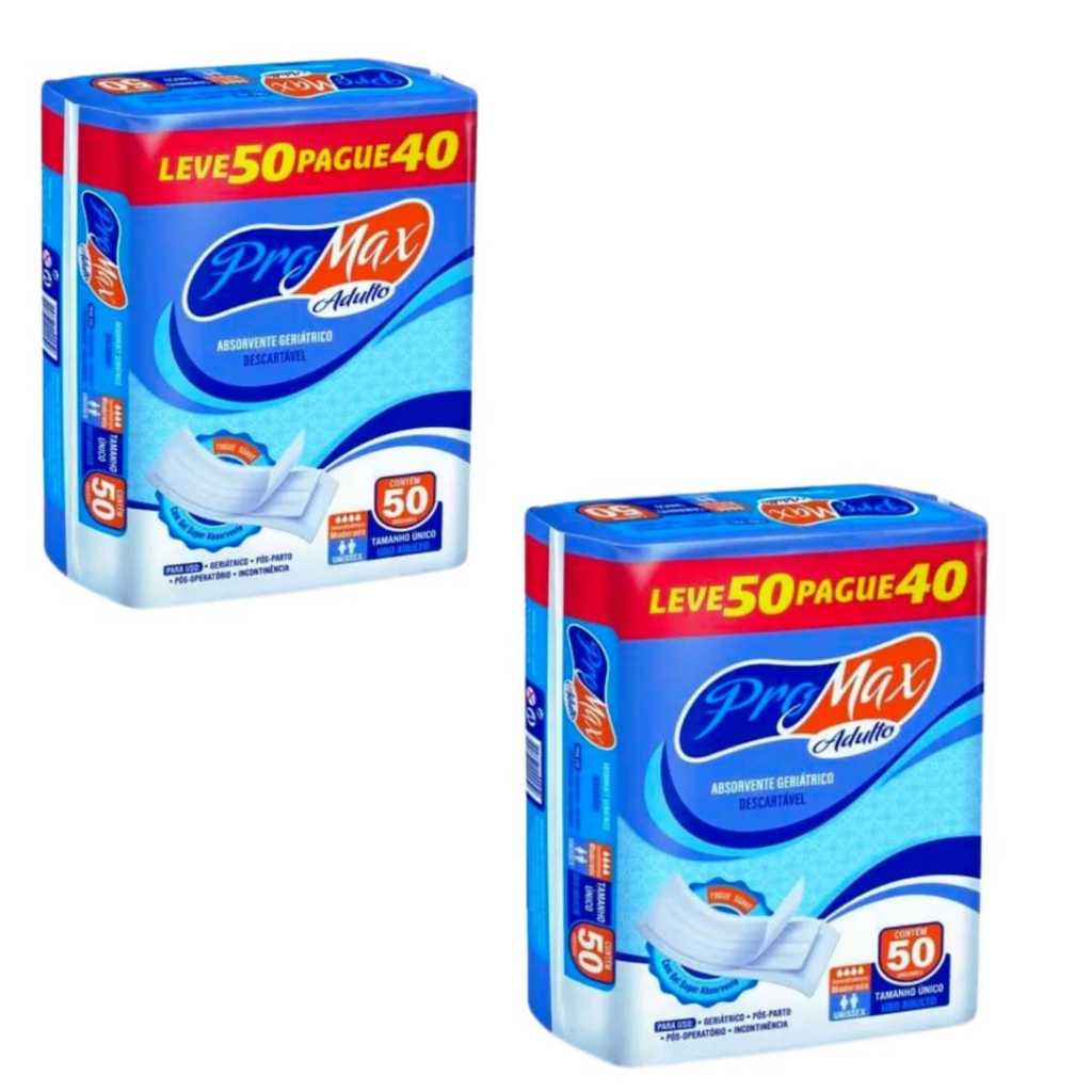 Kit Com 2 Absorventes Geriátrico Pro Max Com 50 Unid