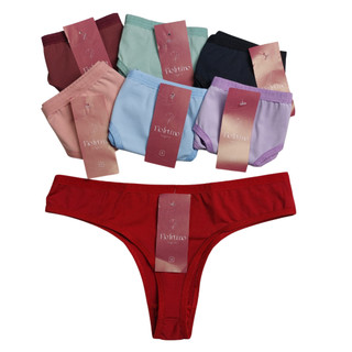 Kit 7 Calcinha Feminina Fio Dental Tanga Lisa Poliamida Sortida Atacado