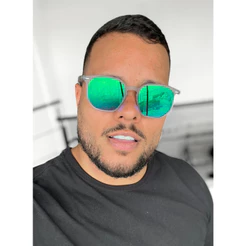 Óculos de Sol Hexagonal Cinza Transparente Fosco Espelhado Premium Flexível uv400 Feminino Masculino