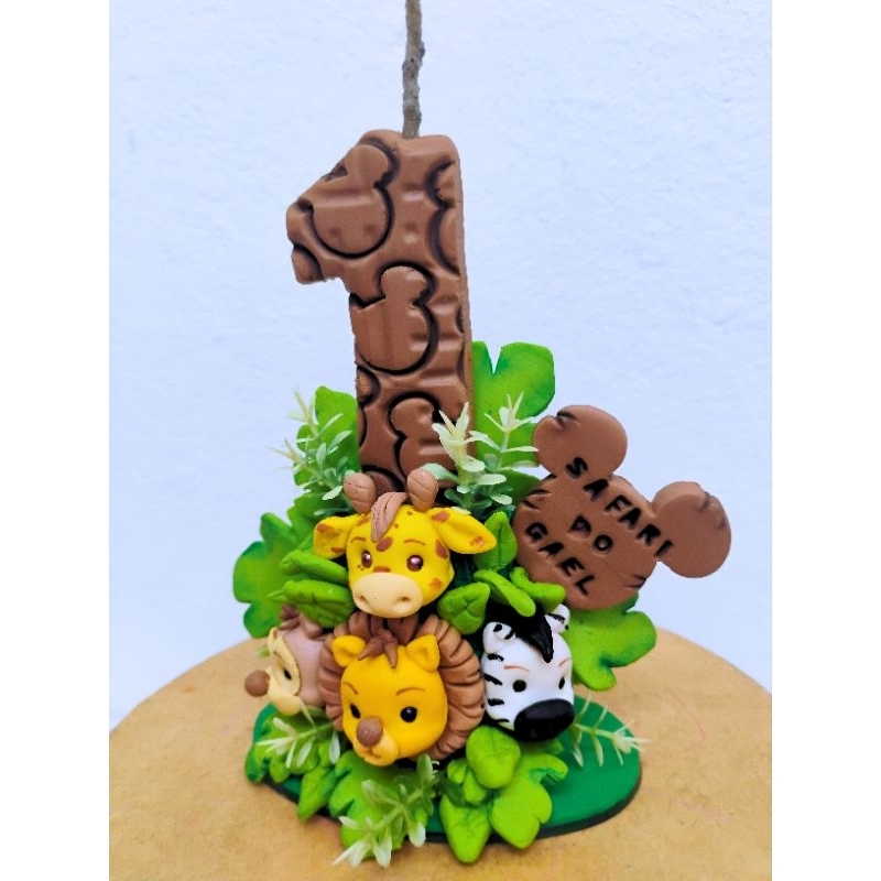 Vela Personalizada Tema Safari, Safari do Mickey , Vela em biscuit