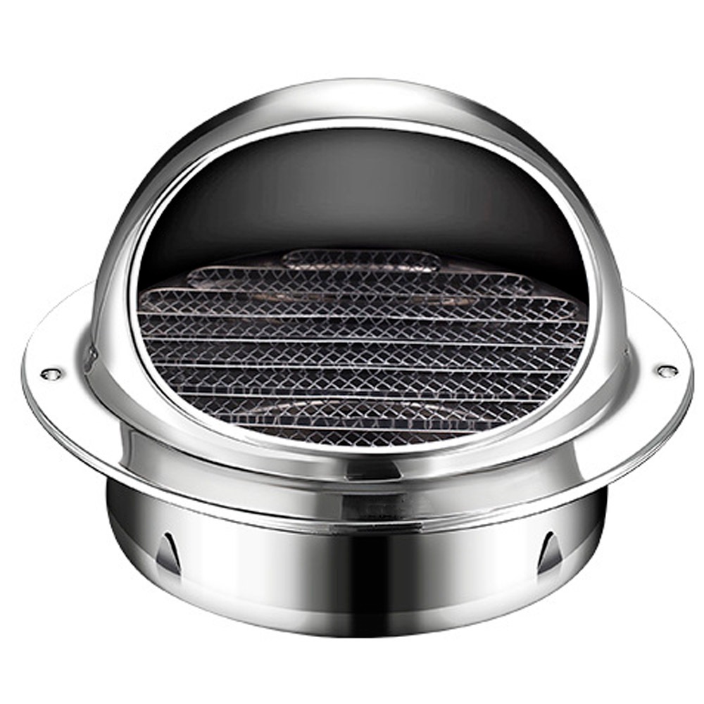 Veneziana 200mm 250mm 300mm Grade Aço Inox Com Tela e Cúpula Anti Insetos Para Exaustão de Ar Coifa e Estufas