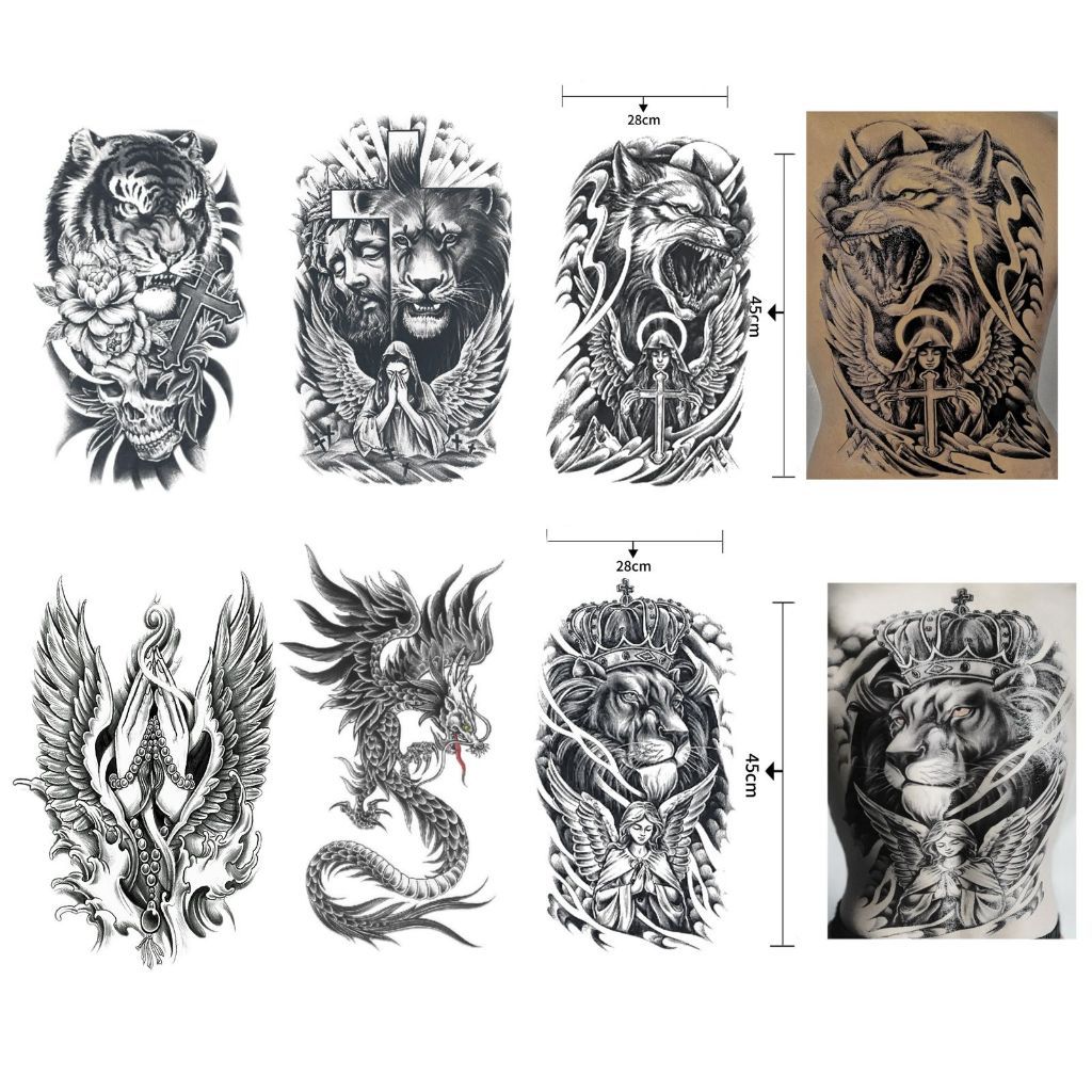 Tatuagem Temporária de Costas Tattoo Fake a Prova D'água Unisex Festa Social Verão Praia Masculino Feminina