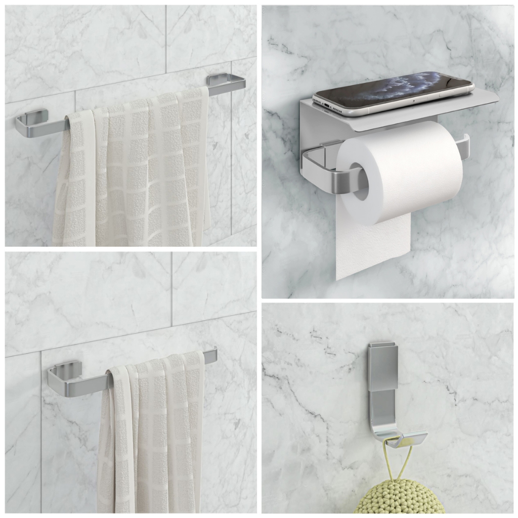 Kit Acessório Para Banheiro Polido 4 Peças C/Suporte Celular em Oferta na Shopee