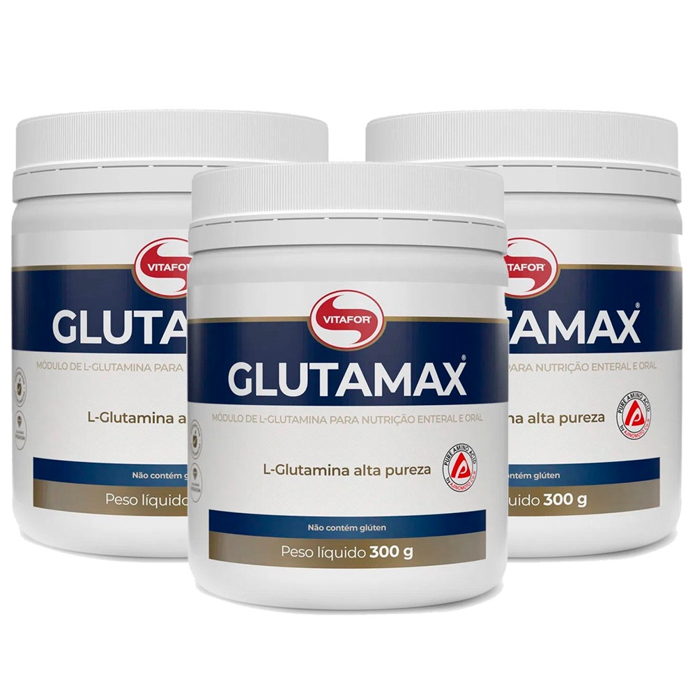 Kit 3x Glutamina 100% Pura Glutamax - 300g cada - Vitafor