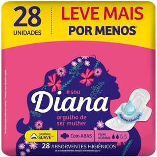Absorvente Externo Diana Suave Com Abas 28 Unidades. em Oferta na Shopee