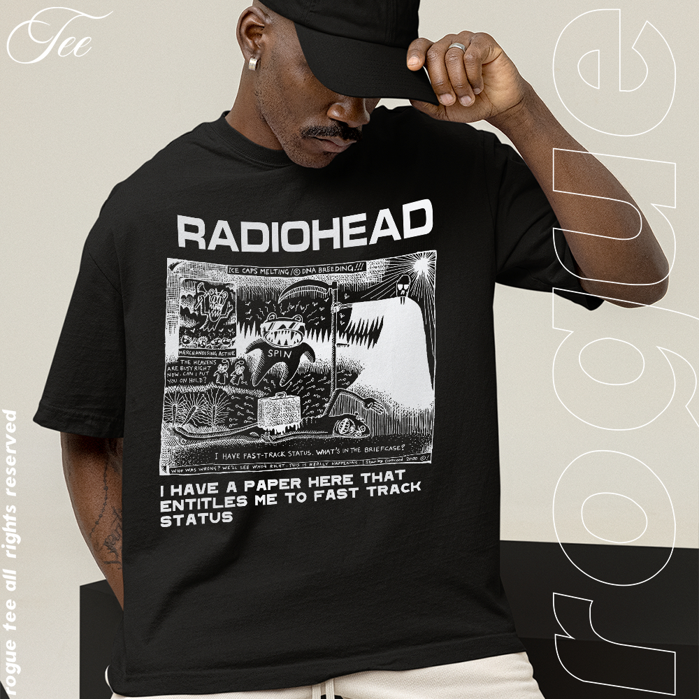 Camiseta Basica e OVERSIZED Radiohead Spin Track Status Breeding Rock n Roll Unissex