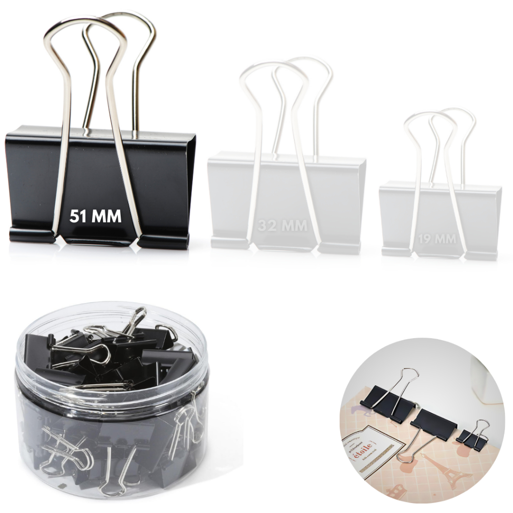 12 Prendedor De Papel Binder Clips Borboleta Grampo Documentos Grande 51mm