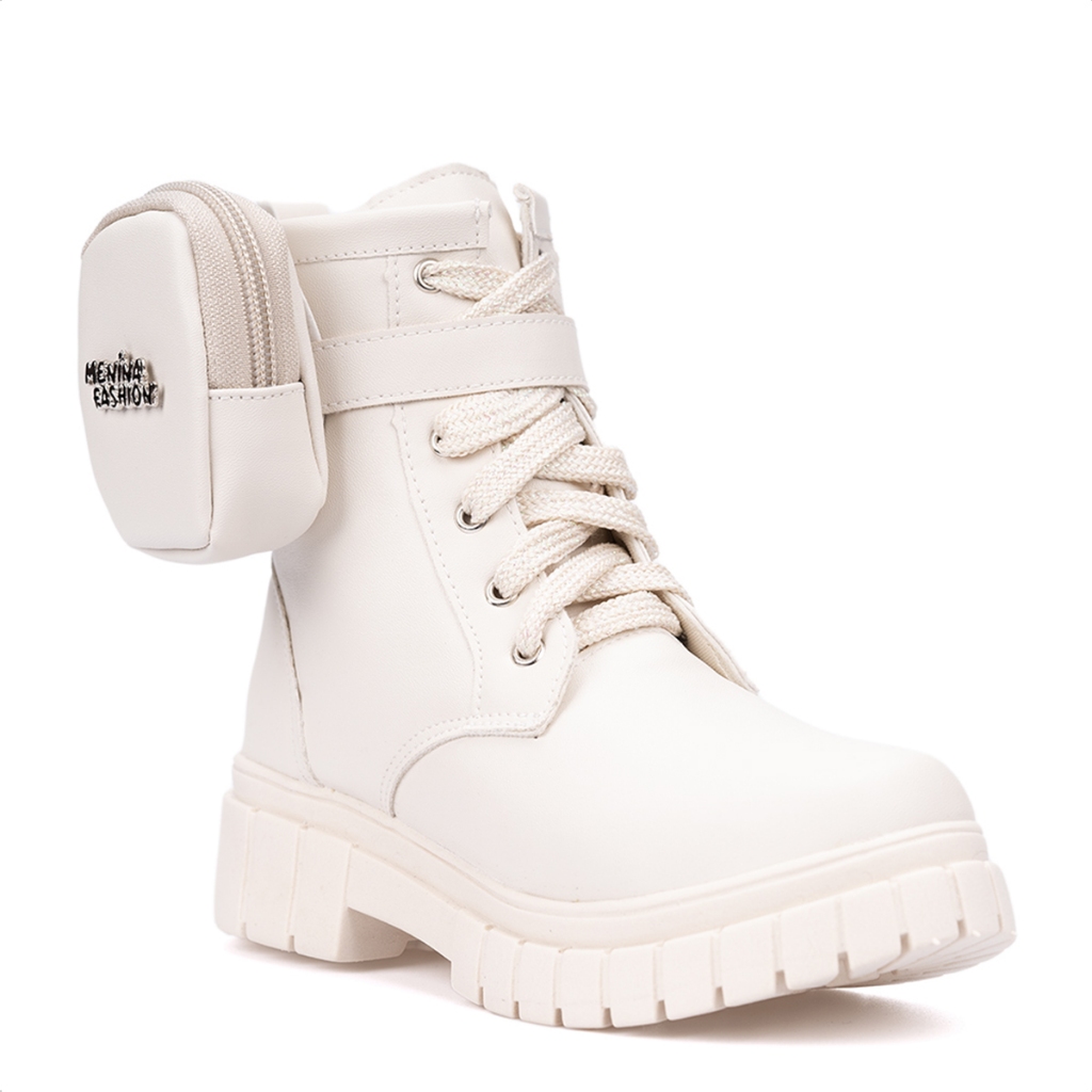 Coturno Infantil Feminino Tratorado Menina Fashion Bolsinha Zíper Lateral em Oferta na Shopee