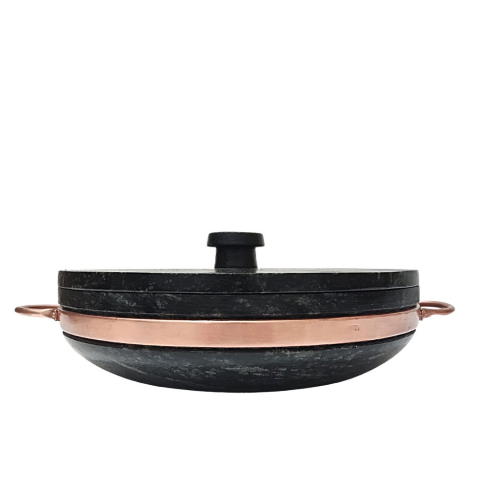 Panela Frigideira modelo Paella 22cm com tampa pedra sabão Arte Nativa em Oferta na Shopee