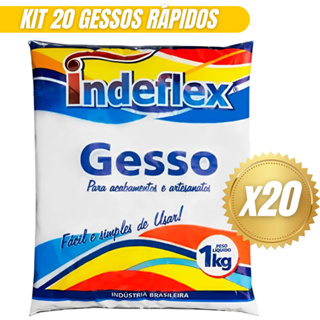 Kit 20 Gesso Em Pó Branco 1kg Rápido Indeflex Saco Para Acabamentos Artesanatos e Reparos 20kg em Oferta na Shopee